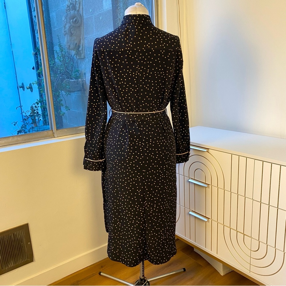 Who What Wear Polka Dot Piped Shirt Dress Black/ Taupe, Size S - Picture 7 of 9